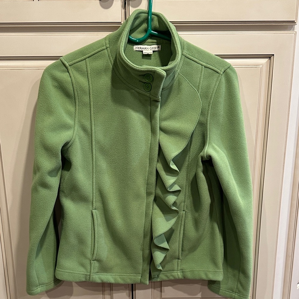 Women's Herman Geist Green Ruffle Jacket
